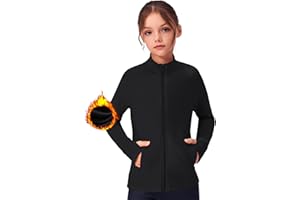 Zaclotre Girls Fleece Jacket with 4 Pockets Long Sleeve Zip Up Warm Athletic Winter Coat Kids Sweatshirt for 5-14 Y