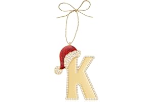 Mrchtmas 2024 Christmas Ornaments | Christmas Letter K Ornaments for Christmas Tree|Hanging Christmas Red Hat Ornament for Mother Best Friends Sister Wife|K-Letter Ornament