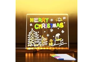 7-Color LED Drawing Board for Kids & Adults - Light Up Doodle Board with Stand, 4 Lighting Modes - Acrylic Dry Erase Memo Boa