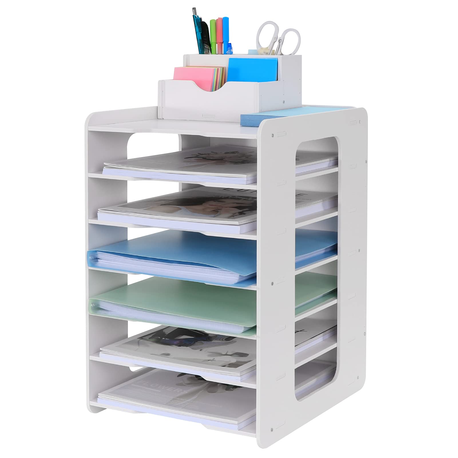 Letter Tray Organiser, Office Desk Tidy Organiser File Document Holder A4 Paper Filing Trays for Home Office School (7 Tier)
