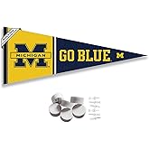 College Flags & Banners Co. Michigan Team University Wolverines Go Blue Pennant Flag and Wall Tack Mount Pads