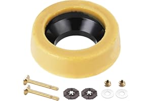 MENNTY Toilet Wax Ring Extra Thick with Reinforced Polyurethane Core for Sealing Against Gas/Odor and Water Leaks Toilet Wax Ring with Metal Studs for 3" and 4" Waste Lines.Yellow, 1-Pack