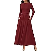 BTFBM Long Sleeve Dress for Women Spring Clothes 2026 Pockets Business Casual Pleated Fall Wedding Guest Dresses