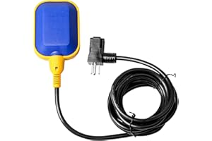GUETNEU Universal Tethered Float Switch for Sump Pumps - 15A, 110~250V AC, Piggyback Style Plug, 10 Feet Cord - Ideal for Water Tanks, Sewage Pumps, Septic Tank Pumps, and More