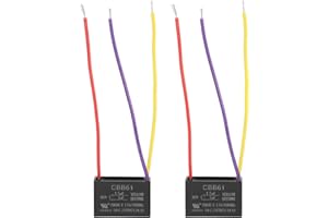 PODOY Ceiling Fan Capacitor 𝟏.𝟓𝐮𝐟+𝟑𝐮𝐟 for CBB61 1.5uf+3uf 3 Wire (Pack of 2)