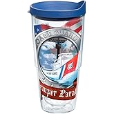 Tervis Coast Guard Boat Made in USA Double Walled Insulated Tumbler Travel Cup Keeps Drinks Cold & Hot, 24oz, Blue Lid