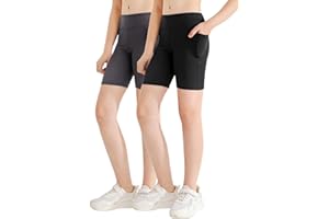 Patgoal Girls Athletic Volleyball Biker Shorts Kids Dance Yoga Running Soccer Gymnastics Compression Shorts with Pockets