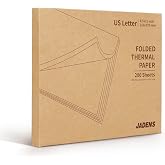 JADENS US Letter Size 8.5''&times;11'' Quick-Dry Folded Thermal Paper, 200 Sheets, Compatible with Gloryang &amp; JADENS PD-A4 Portable Printer