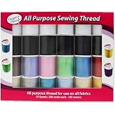 Allary 4857-GB Designers Choice All Purpose Polyester Sewing Thread Spools 200 Yards Each - Multicolored in Box - Multipack Bundles (Set of 24 Spools)