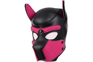 Moleney Adults Neoprene Puppy Hood Mask, Removable Cosplay Dog Full Face Pup Hood Mask