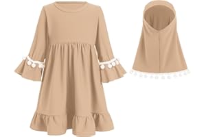 FYMNSI Newborn Baby Girls Muslim Abaya Dress and Hijab 2PCS Islamic Dubai Outfits Eid Ramadan Maxi Prayer Dresses Kaftan