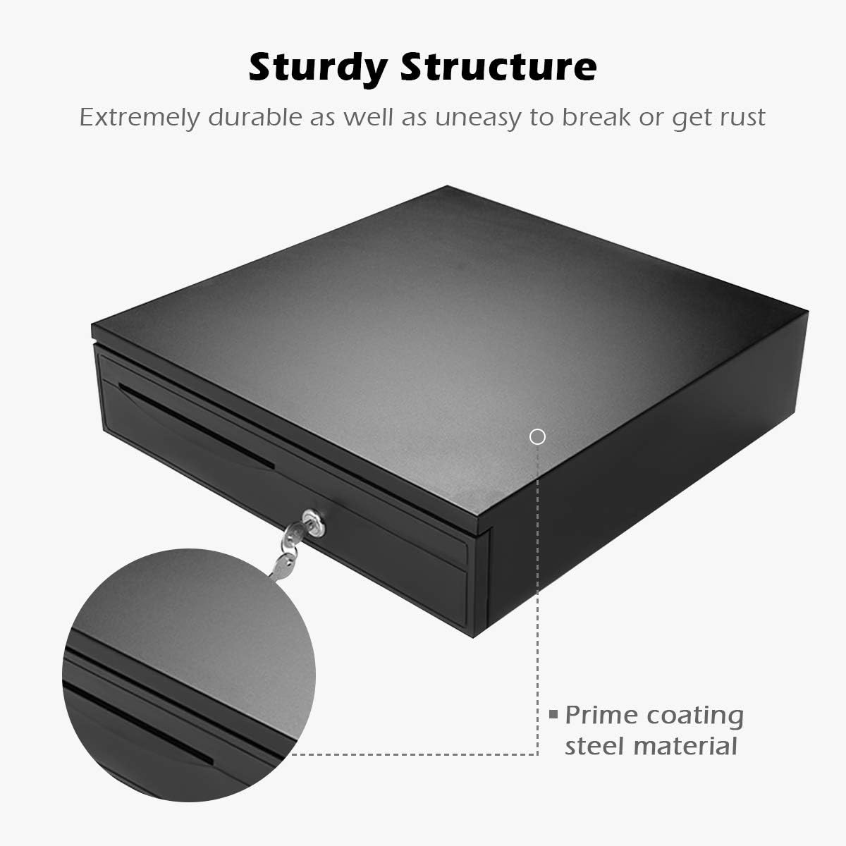 Tangkula Cash Register Drawer, for Point of Sale (POS) System with Removable Coin Tray, 5 Bill/5 Coin, RJ11 Key-Lock Works Compatible Epson POS Printers, Cash Drawer (16.5" x 16'') : Office Products