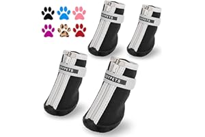 QUMY Small Dog Boots Winter Snow Shoes for Puppy Dog Water Resistant with Reflective Strips Soft Comfortable Anti-Slip Rubber