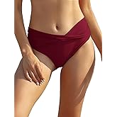 SHEKINI Women's Bikini Bottom Twist Front Cheeky Swimsuit Ruched Bathing Suit Bottoms