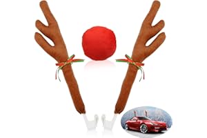 SEILETOO Reindeer Antlers for Cars, Car Reindeer Antlers & Nose, Christmas Car Decorations for SUV Vans Trucks Multiple Models