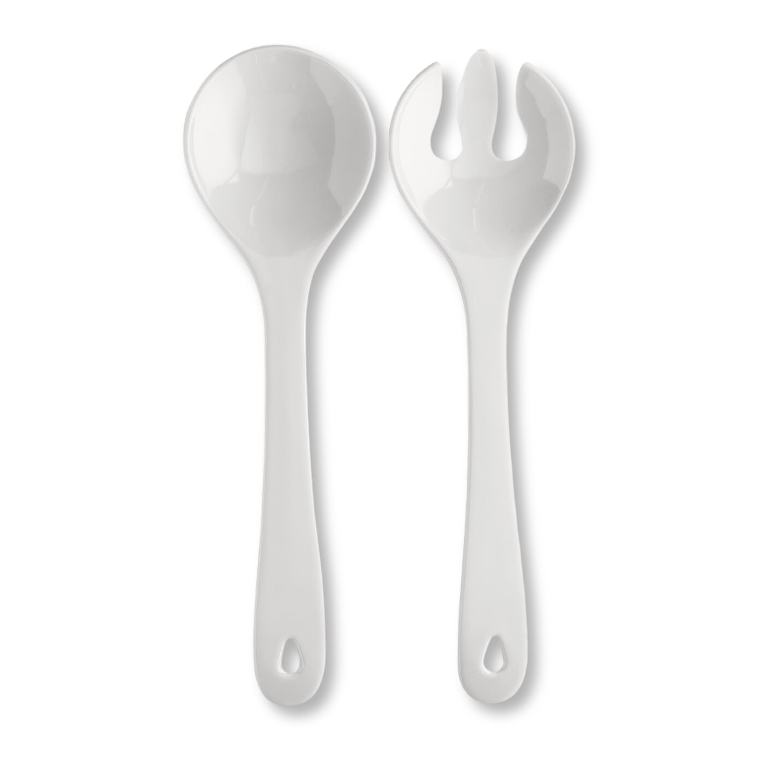 Spoddy Plastic Salad Servers (31 cm Large, Two-Piece, White) - Plastic Salad Cutlery with Salad Spoon and Salad Fork for Serving (Dishwasher Safe and Heat Resistant up to 100 °C)