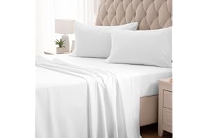 SLEEP ZONE Nanotex Super Soft Cooling Twin Bed Sheets Set for Kids 3 Piece - Easy Care Fitted Flat Sheet & Pillowcase Sets - Wrinkle Free, Fade Resistant, Deep Pocket 16" (White, Twin)