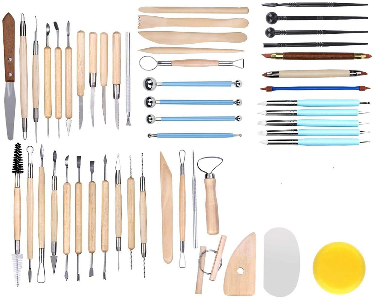 Winterworm 51pc Pottery Clay Sculpting Tools, Pottery Carving Tool Complete Universal Pottery Tool Kit Detailing Clay Tool Craft Set for Sculpting Molding Clay Ceramics Sculpture Carving Design
