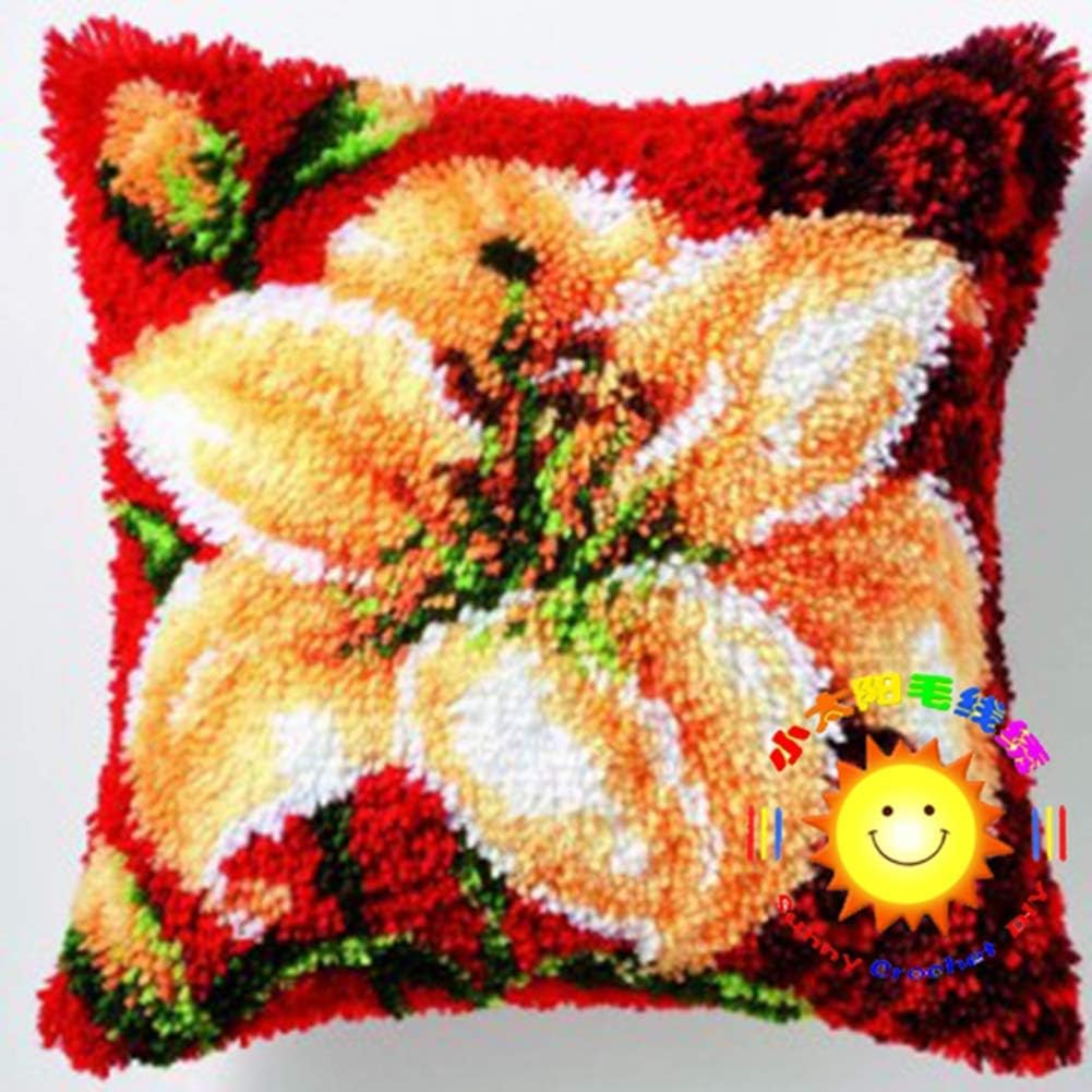 Christmas Latch Hook Kits, Pillowcase Crocheting Cover Pre Printed Color Canvas
