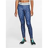 Nike Kids Girl's Pro Warm Printed Tights (Little Kids/Big Kids) Blue Void/Blue Void/Teal Tint XL (16 Big Kids)
