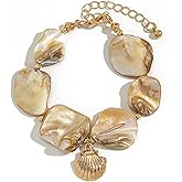 KPYSWVM Beach Bracelets for Women Starfish Bracelet Irregular Pearl Shell Bracelets Boho Summer Charm Bracelet Beach Party Holiday Vacation Jewelry for Women