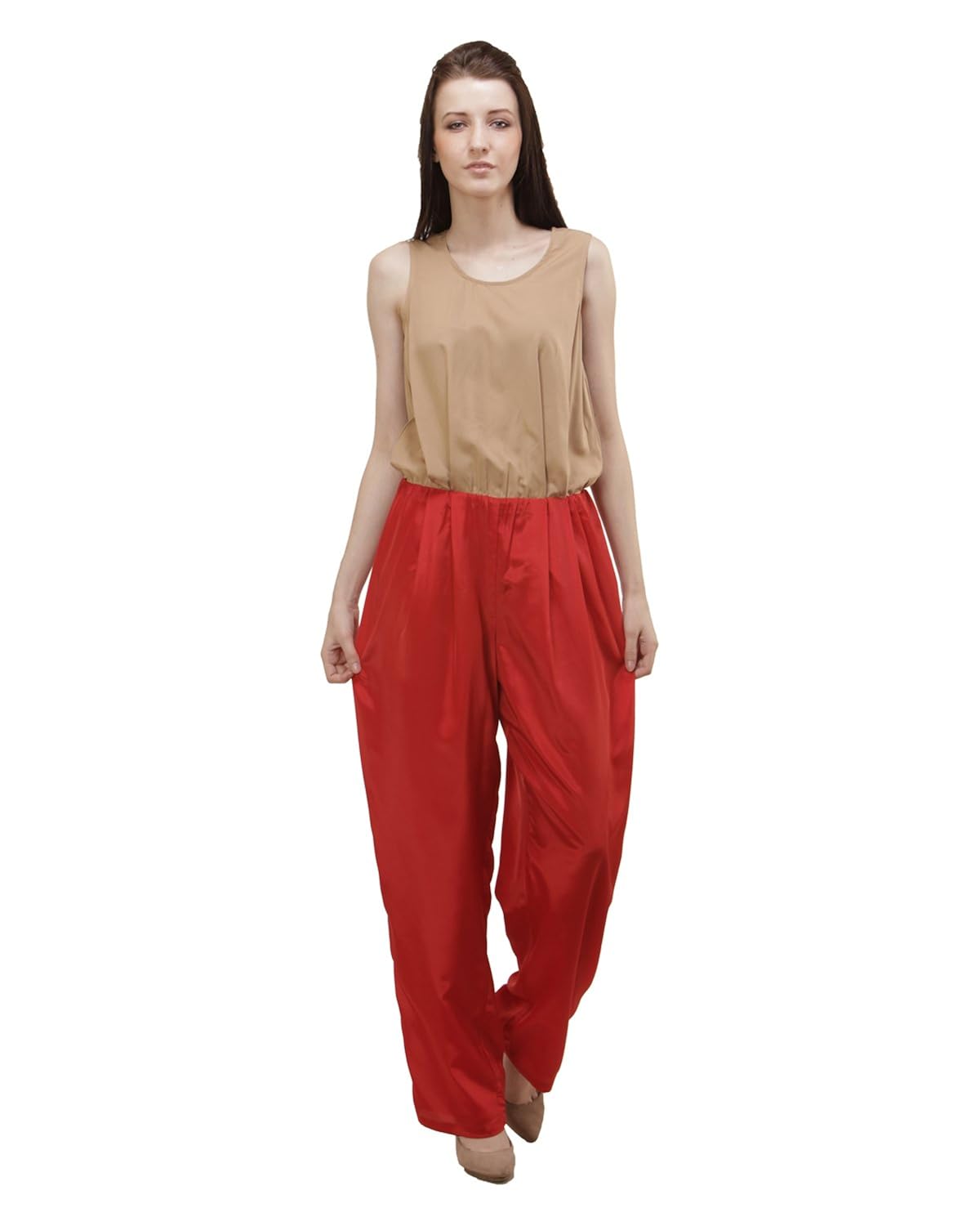 red fitted jumpsuit