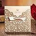 Jofanza Square Gold Laser Cut Wedding Invitations with Lace Bow Hollow Favors Invitation for Engagement Marriage Bridal Shower Birthday Card (Set of 50 pieces)