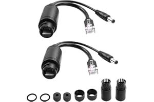 TIENFOKOTA PoE Splitter Active 48V to 12V Waterproof Power Over Ethernet Splitter with 5.5x2.1mm DC IEEE 802.3af/at Compliant