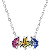 DC Comics Batman Stainless Steel Crystal Necklace, Official License