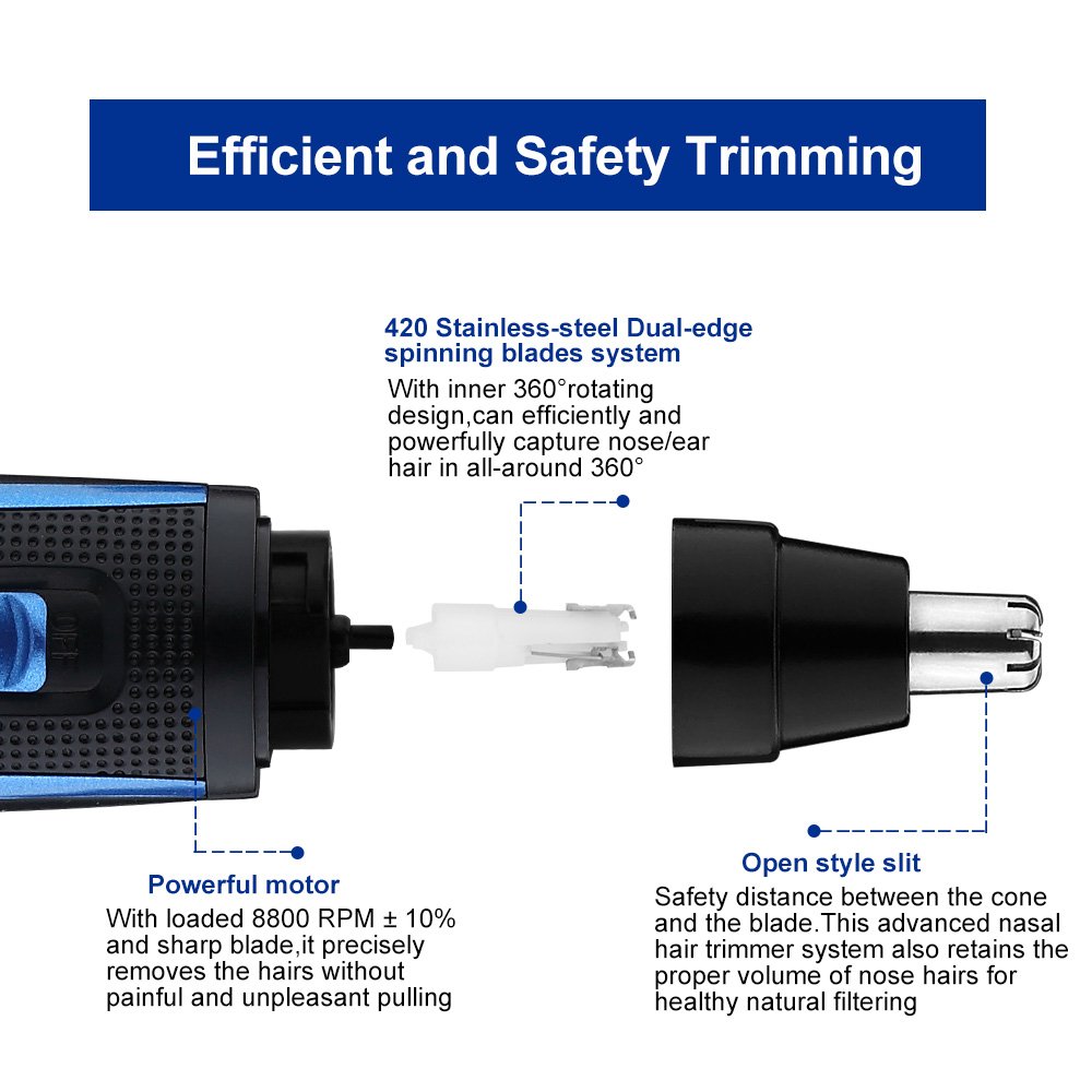 LUUKMONDE Trimmer e basette per capelli orecchie naso elettrico Clipper 420 Tritas per orecchie e denti piatto Rotary per uomo Batteria