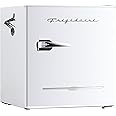 FRIGIDAIRE Retro Compact Fridge with Chiller, Countertop, Built-In Bottle Opener, Compact Refrigerator 1.6 cu ft, Mini Fridge for Office, Bedroom, Dorm Room or Cabin - 16" D x 18" W x 18.5" H (White)