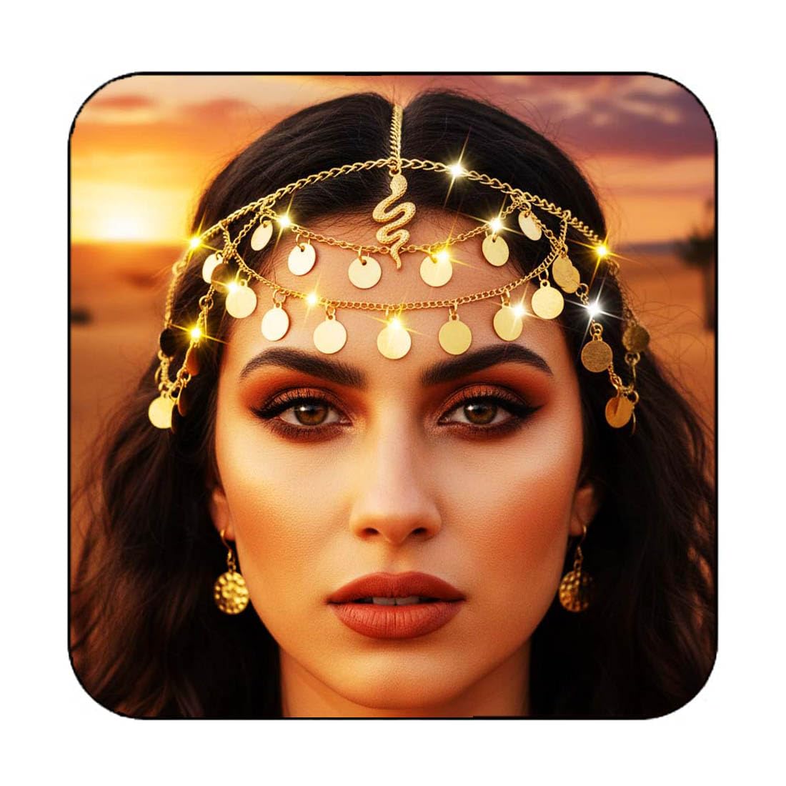 Fashband Gold Sequin Head Chain Snake Pendant Hairband Festival Party Hair Accessories for Women