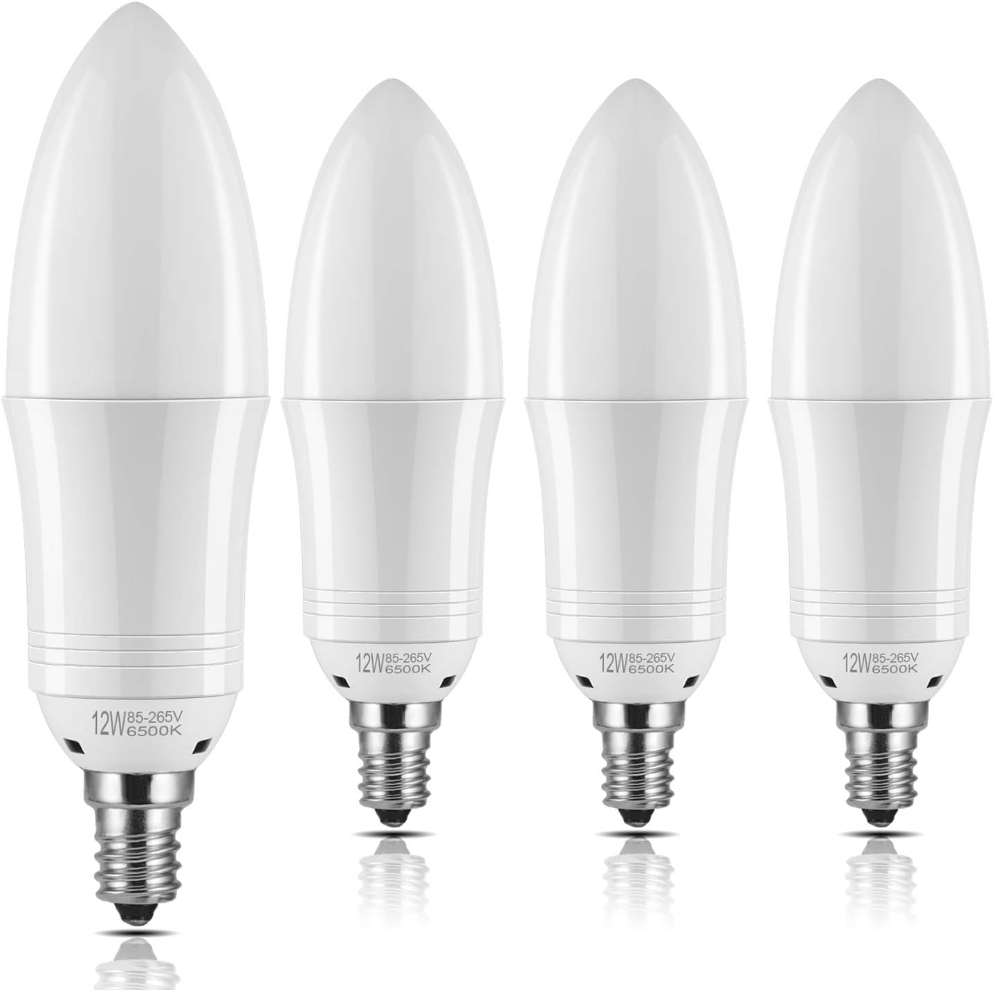 Yiizon E12 LED Candle Light Bulbs 12W 1200LM 100W Incandescent Bulbs (E12-Daylight White 6500K-4PC)