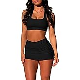 OZICERD Two Piece Tennis Skirt Sets for Women 2 Piece Mini Skirt Set Going Out Golf Skort Athletic Skirt Pickleball Outfit