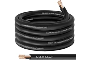 XMK NM-B 6/3 Wire with Ground,25ft 6/3 NM-B Wire Copper 6 AWG 3 Conductor with Ground,Nonmetallic Sheathed NMB Cable,6-3 Residential Indoor Electrical Wiring for Branch Circuit Switche,Outlet,Other Load