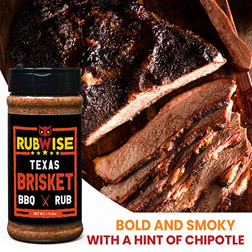 RubWise Texas Style Brisket BBQ Rub | BBQ Rub & Spices for Smoking and Grilling | Beef Seasoning Dry Rub | Smokey & Savory Barbecue and Grill Blend | Great on Brisket, Steaks, Ribs & Burgers (1lb)