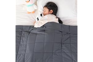 Topblan Weighted Blanket 7 lb, 41" x 60" Heavy Throw Blanket for Teens, Glass Bead Filling for Calming and Better Sleep, Washable, Dark Grey