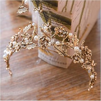 Diademe Vintage Dore Baroque Avec Perles Et Cristaux Amazon Fr Beaute Et Parfum
