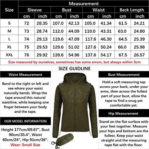 FISOUL Women's Lightweight Jacket Packable Running Windbreaker Active Outdoor Hooded Waterproof Raincoat S-XXL(Green,Small)