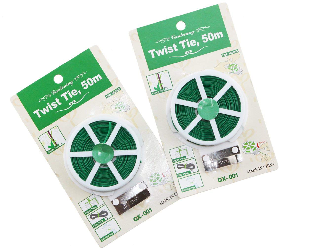 Winterworm Set of 2 Garden Wire, Plastic Twine with Cutter, Garden Twist Tie, 50m Pro Reel