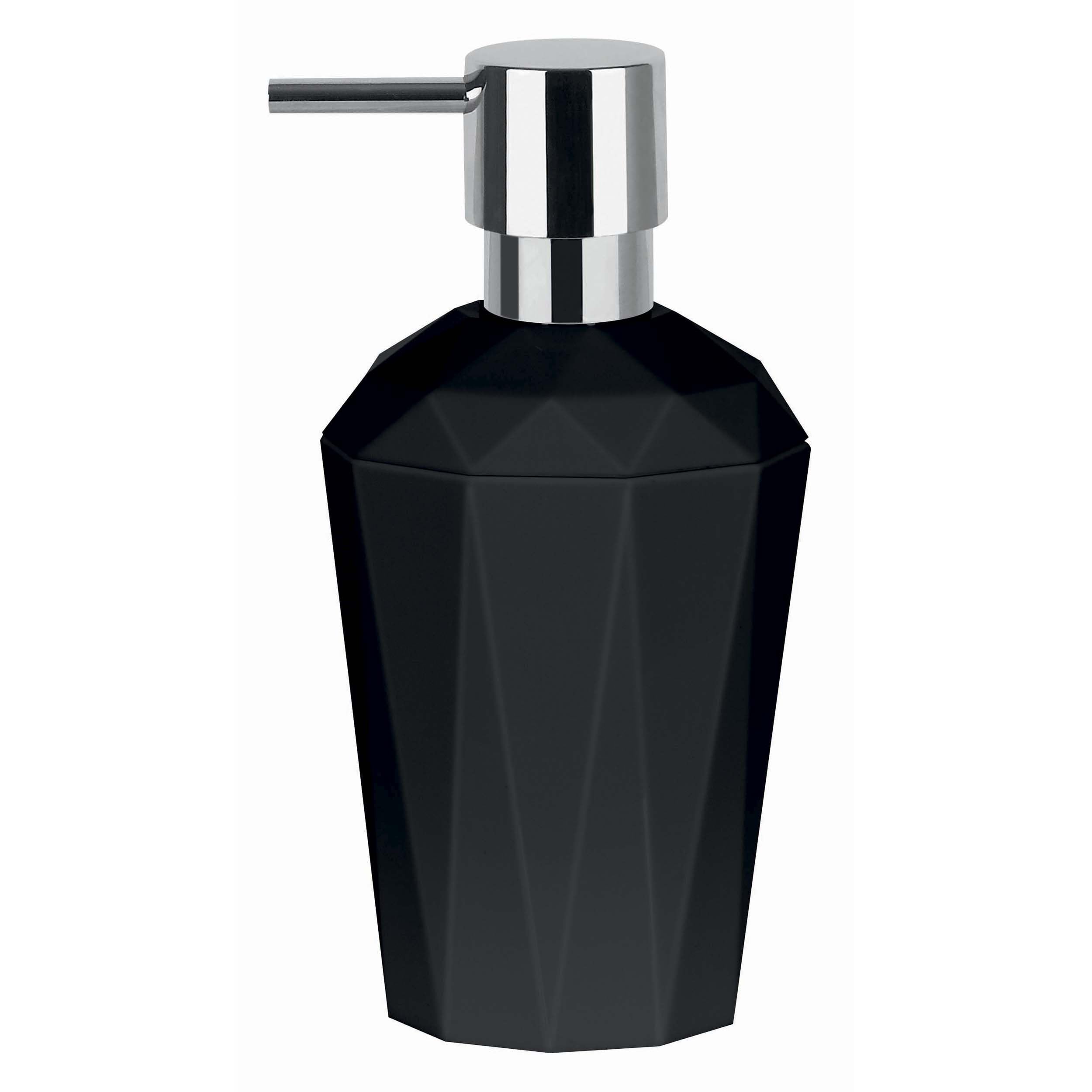 Spirella Crystal Black Soap Dispenser, H: 17cm x W: 8.5cm