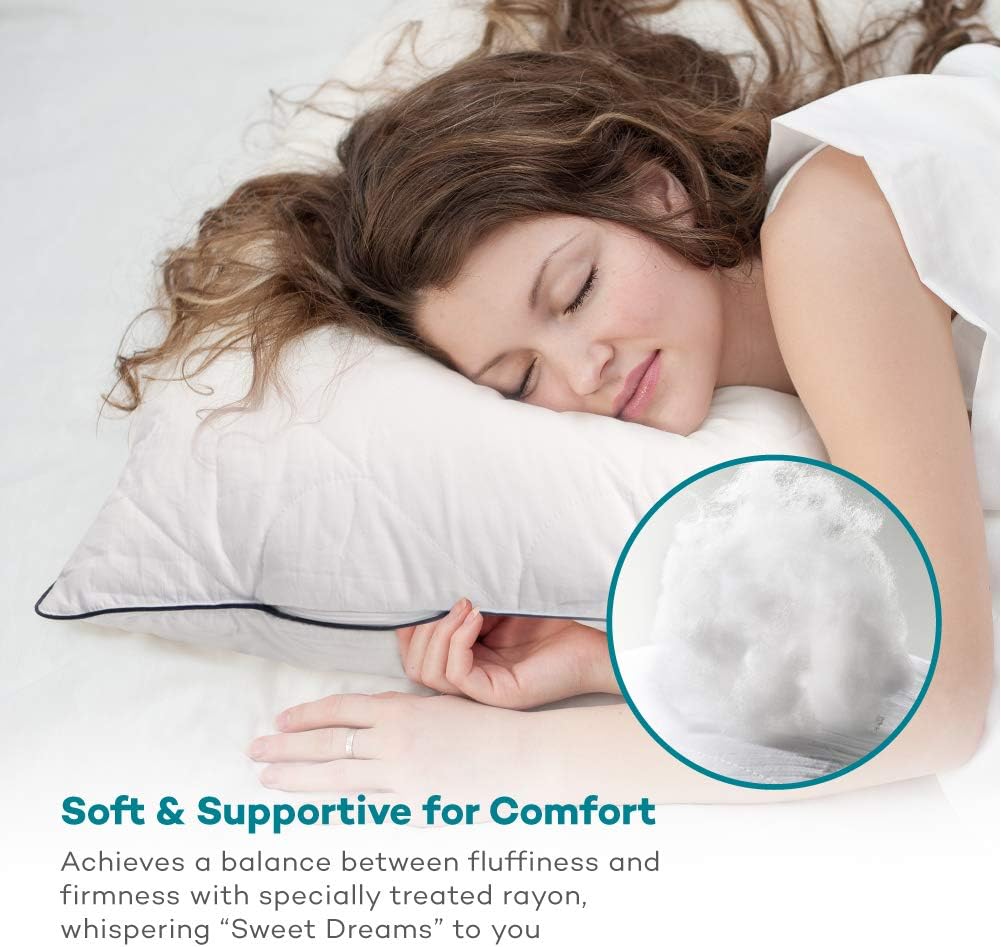 Sable Pillows for Sleeping, 2 Pack Hotel Collection Bed Pillow with FDA Registered Luxury Down Alternative, Adjustable Soft Relief for Neck Pain, Good for Side and Back Sleeper, Queen Size, 30×20 inch: Home & Kitchen