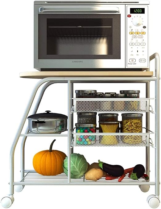 Mikrowelle Rack Kleine Wagen Kuche Lagerregal Rad Ofen Rack