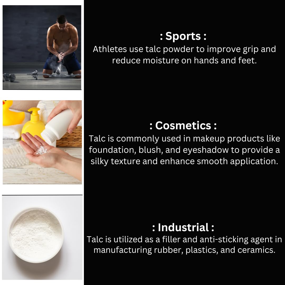100% Natural Talc Powder for Facial Make-up, Absorption, Lubrication, and Multi-Purpose 0.5 LBS / 227 GMS