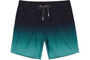 Gleeease Swim Trunks Men 7 Inch Mesh Liner Stretch Men's Bathing Suit Swimming Trunks for Men Beach Shorts Print Swim Shorts