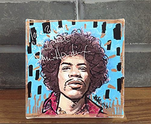 Original mini painting printed on stretched canvas / JIMI HENDRIX / 10 X 10 cm / Rock music paining / Rock n Roll art / Guitarist / Legend / birthday gift / Giclee prints
