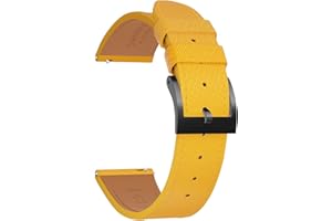 JWNSPA Top Grain Leather Watch Band - Quick Release Brushed Buckle Replacement Strap for Men - Choice of Width -18mm 19mm 20mm 21mm 22mm 23mm 24mm