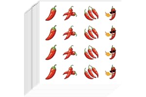 AHANDMAKER 192Pcs Chili Pepper Stickers 4-Level Spicy Indicator Stickers Waterproof Hot Spicy Stickers Decals for Food Packag