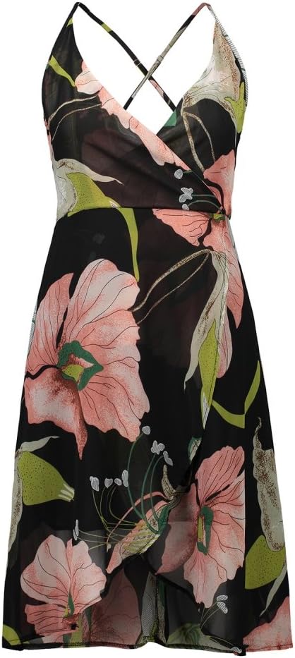 Luxsea Women's Sleeveless Backless V-Neck Floral Print Casual Party Maxi Long Dress