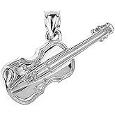 Claddagh Gold 925 Sterling Silver Violin Music Charm Pendant